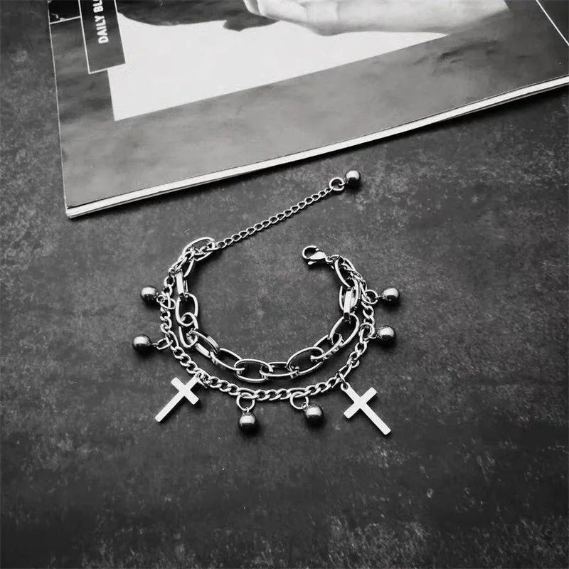 Double Crucifix Bracelet