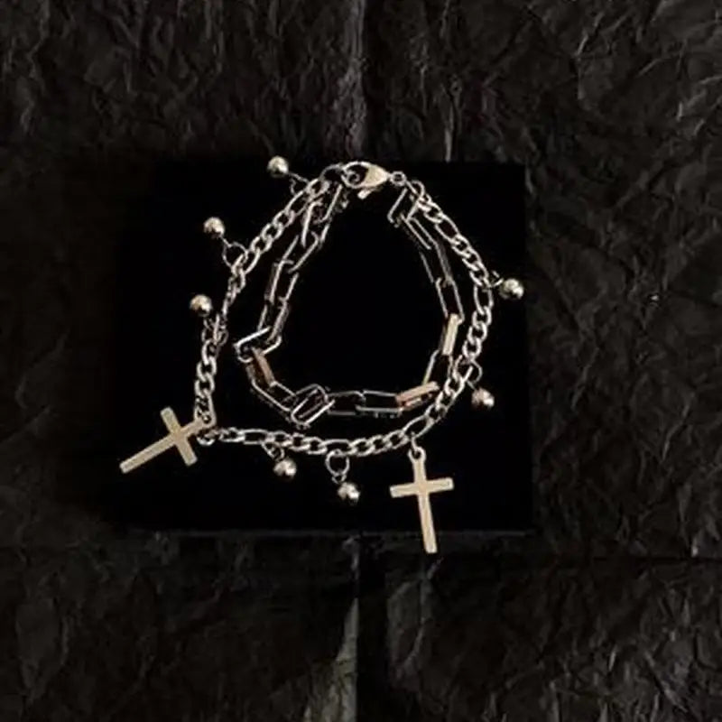 Double Crucifix Bracelet